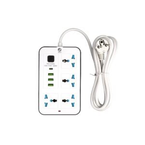 DIJLA H33U Universal Power Strip with 4 AC Outlets & 3 USB Ports + USB-C – 10A