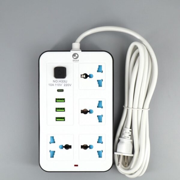 WhatsApp Image 2026-08-05 at 11.12.18 AM DIJLA H33U Universal Power Strip with 4 AC Outlets & 3 USB Ports + USB-C – 10A