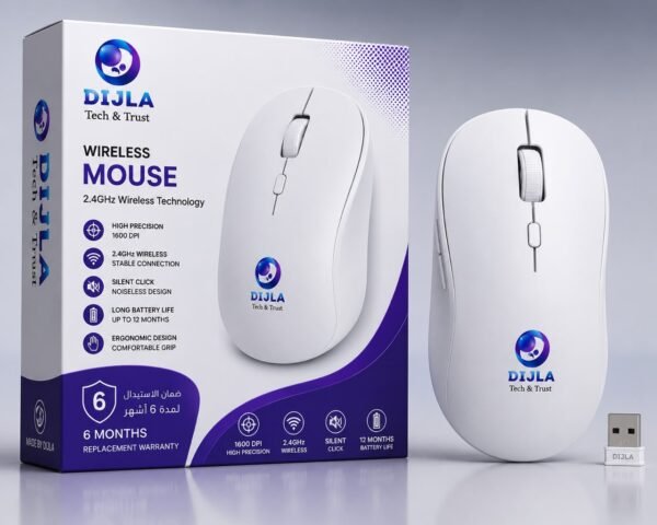 DIJLA 2.4GHz Wireless Mouse – 1600 DPI Silent Click Ergonomic Optical Mouse